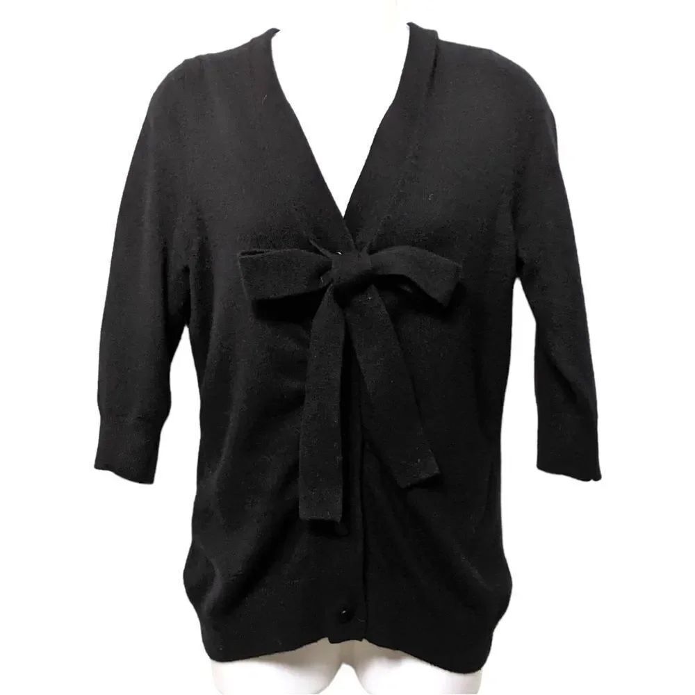 ROBERT RODRIGUEZ Black Cashmere Bow Button Cardigan M